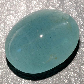11.04カラットの天然青緑Cat's Eye Aquamarine（14.1×10.5 mm・透明）