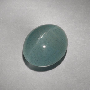8.31カラットの天然青緑Cat's Eye Aquamarine（12.7×10.9 mm・透明）