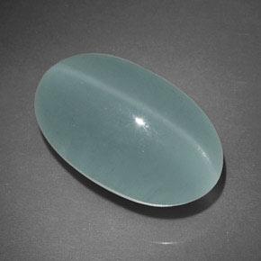 17.96カラットの天然薄いブルーグリーンCat's Eye Aquamarine（18.8×11.6 mm・透明）