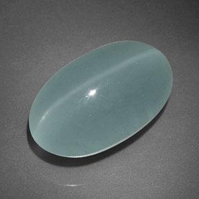 17.96カラットの天然薄いブルーグリーンCat's Eye Aquamarine（18.8×11.6 mm・透明）