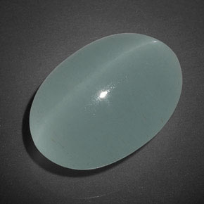 17.04カラットの天然青緑Cat's Eye Aquamarine（18×12.6 mm・透明）