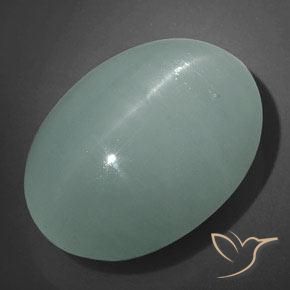 32.10ct 天然 ライトブルーがかったグリーン キャッツアイアクアマリン, 楕円形, 半透明
