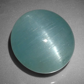 12.01カラットの天然青緑Cat's Eye Aquamarine（14.4×13.4 mm・オーバルカット）