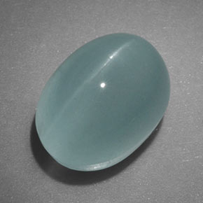 5.96カラットの天然青緑Cat's Eye Aquamarine（11×8.6 mm・透明）