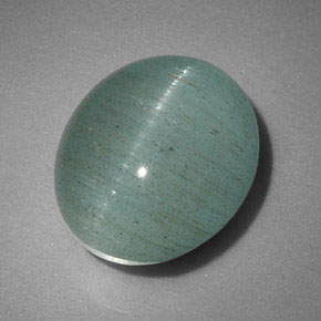 6.46カラットの天然青緑Cat's Eye Aquamarine（12×10.3 mm・透明）