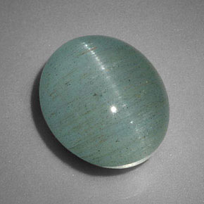 6.46カラットの天然青緑Cat's Eye Aquamarine（12×10.3 mm・透明）