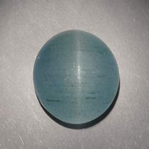 7.21カラットの天然青緑Cat's Eye Aquamarine（13×11.7 mm・オーバルカット）