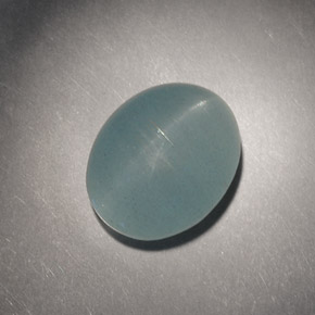 4.98カラットの天然青緑Cat's Eye Aquamarine（10.9×8.8 mm・オーバルカット）
