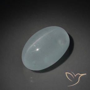 12.94ct 天然 薄いグリーンブルー キャッツアイアクアマリン, 楕円形, 透明