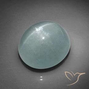 37.51ct 天然 ライトブルーがかったグリーン キャッツアイアクアマリン, 楕円形, 半透明