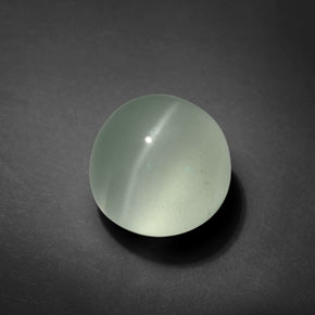 5.51カラットの天然青緑アクアマリンキャッツアイ（10.04 mm・ラウンドカット）