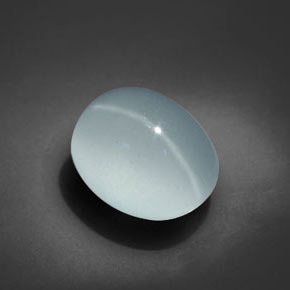 6.69カラットの天然グリーンブルーCat's Eye Aquamarine（11.8×9.7 mm・オーバルカット）