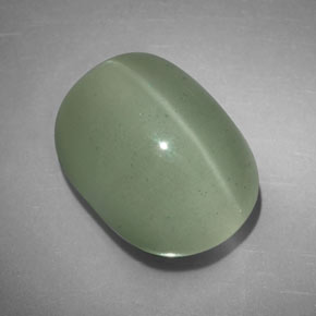 9.25カラットの天然ウォームグリーンCat's Eye Aquamarine（14.1×10 mm・オーバルカット）