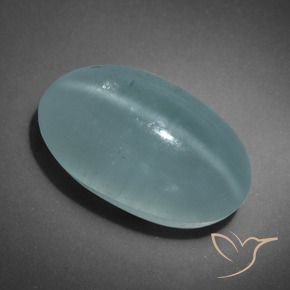 16.01カラットの天然青みがかったグリーンキャッツアイアクアマリン、楕円形、半透明