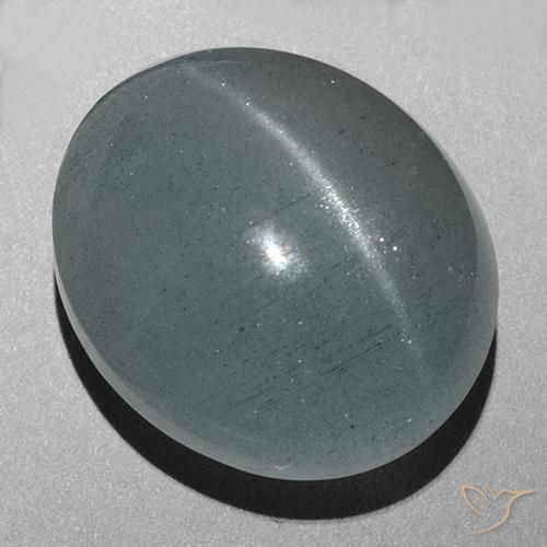 43.72ct 天然 グレーがかったブルーグリーン キャッツアイアクアマリン, 楕円形, 半透明