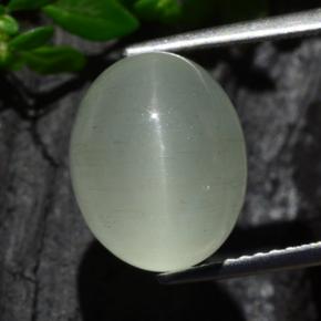 7.13カラットの天然ライトグリーンCat's Eye Aquamarine（12.2×9.8 mm・オーバルカット）