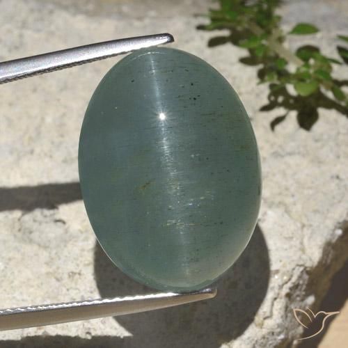 25.89ct 天然 ライトグリーンブルー キャッツアイアクアマリン, 楕円形, 半透明
