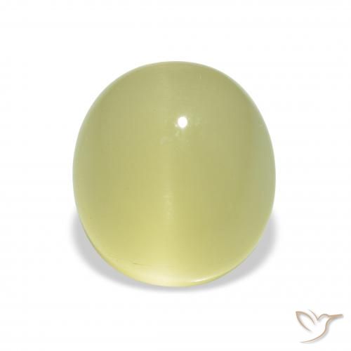 5.07ct 天然 薄いライムグリーン キャッツアイベリル, 楕円形, 半透明