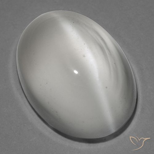 1.38ct 天然 ホワイト キャッツアイムーンストーン, 楕円形, 透明