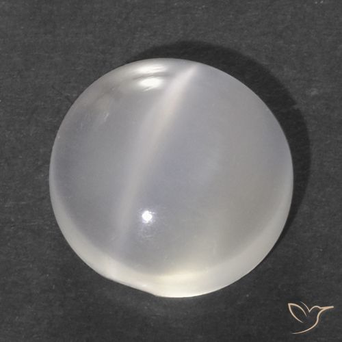 1.12ct 天然 ホワイト キャッツアイムーンストーン, ラウンド, 透明
