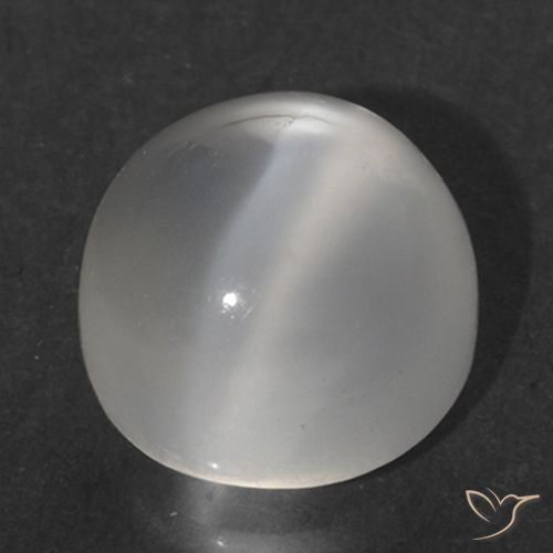 1.64ct 天然 ホワイト キャッツアイムーンストーン, ラウンド, 透明