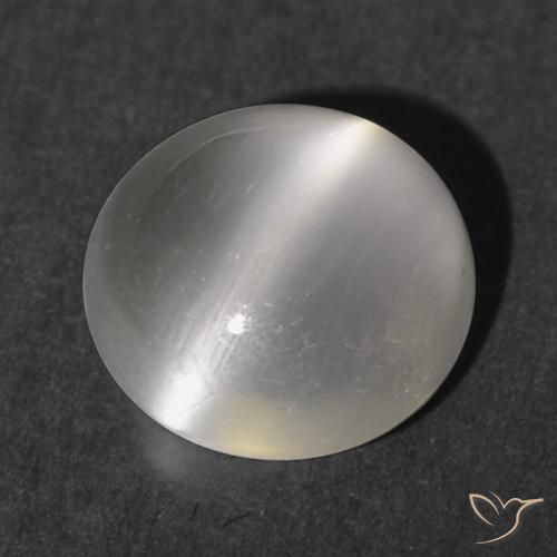1.16ct 天然 ウォームホワイト キャッツアイムーンストーン, ラウンド, 透明