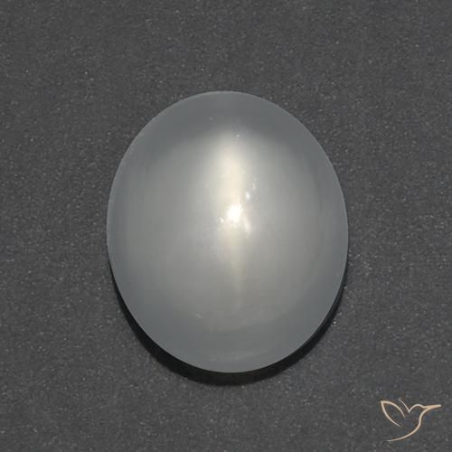 0.97ct 天然 ホワイト キャッツアイムーンストーン, 楕円形, 透明