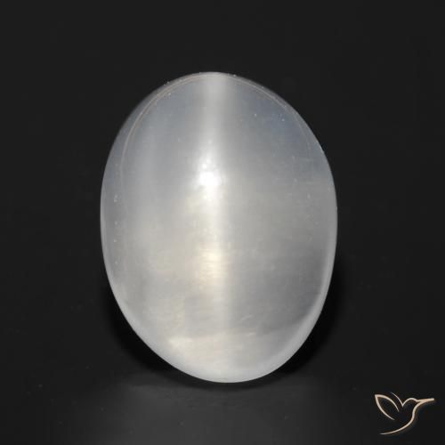 1.51ct 天然 ホワイト キャッツアイムーンストーン, 楕円形, 透明
