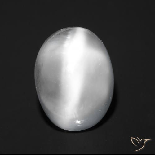 1.87ct 天然 ホワイト キャッツアイムーンストーン, 楕円形, 透明