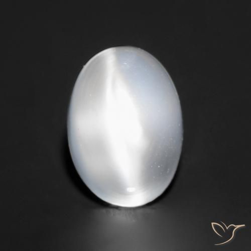 1.06ct 天然 ホワイト キャッツアイムーンストーン, 楕円形, 透明