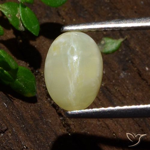 1.80ct 天然 ミディアム薄いイエロー キャッツアイオパール, 楕円形, 半透明