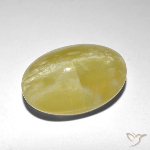 5.90ct 天然 薄いイエロー キャッツアイオパール, 楕円形, 半透明