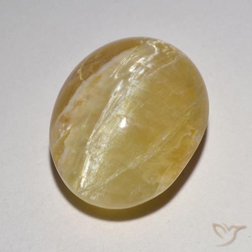 6.21ct 天然 ミディアムイエロー キャッツアイオパール, 楕円形, 半透明