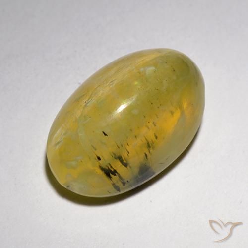 5.25ct 天然 メロウイエロー キャッツアイオパール, 楕円形, 半透明