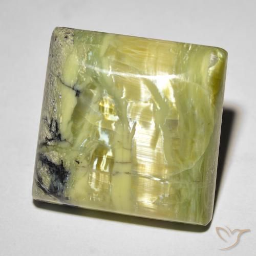 18.31ct 天然 ミディアムグリーン キャッツアイオパール, 四角形, オペーク