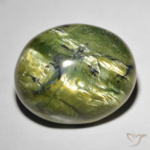 20.74カラットの天然アーシーグリーンCat's Eye Opal（20.6×16.8 mm・オーバルカット）