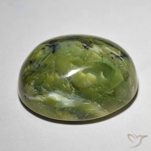 20.74カラットの天然アーシーグリーンCat's Eye Opal（20.6×16.8 mm・オーバルカット）