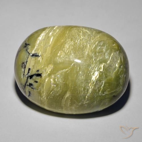 26.42ct 天然 アースグリーン キャッツアイオパール, 楕円形, オペーク