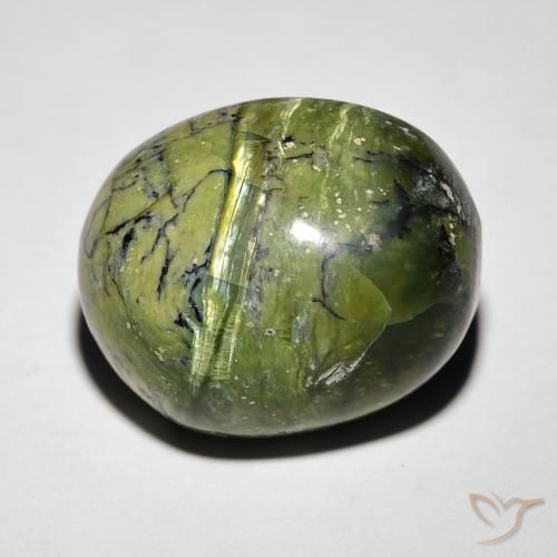 11.27ct 天然 アースグリーン キャッツアイオパール, 楕円形, オペーク