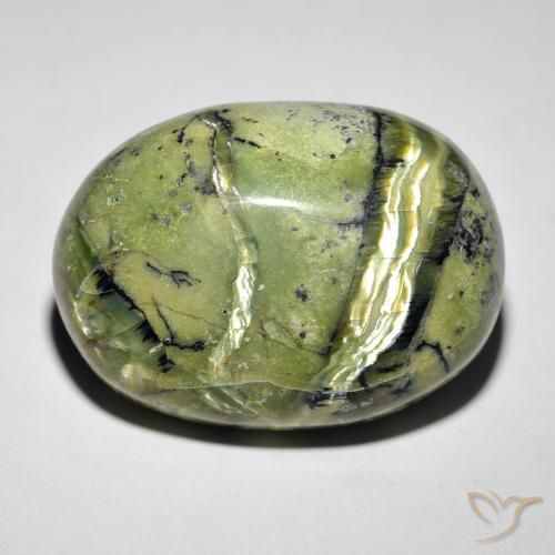 21.32ct 天然 アースグリーン キャッツアイオパール, 楕円形, オペーク