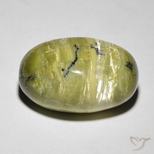 8.46ct 天然 アースグリーン キャッツアイオパール, 楕円形, オペーク