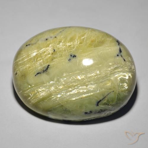 36.45ct 天然 黄みがかったグリーン キャッツアイオパール, 楕円形, オペーク