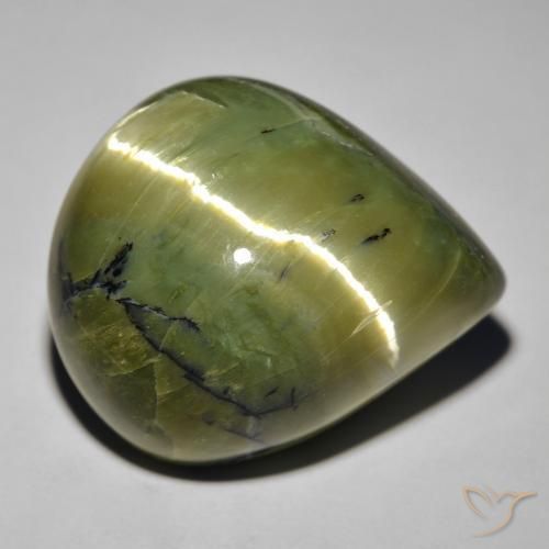 29.45ct 天然 茶色がかったグリーン キャッツアイオパール, 洋梨の形, オペーク