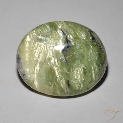 16.89ct 天然 アースグリーン キャッツアイオパール, 楕円形, オペーク