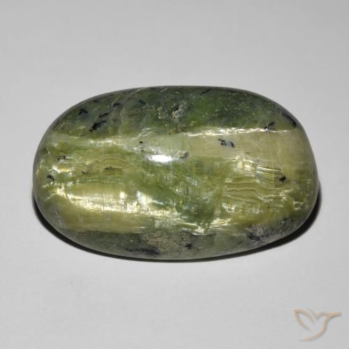 17.52ct 天然 アースグリーン キャッツアイオパール, 楕円形, オペーク
