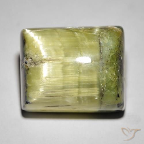 28.65ct 天然 ミディアムグリーン キャッツアイオパール, バゲット, オペーク