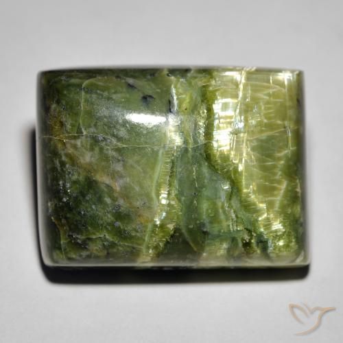 25.23ct 天然 アースグリーン キャッツアイオパール, バゲット, オペーク