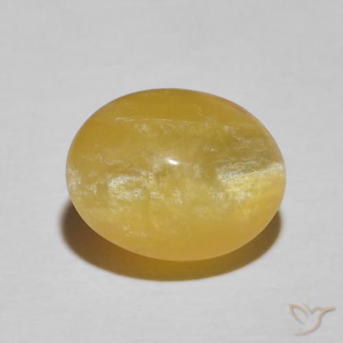 4.10ct 天然 ゴールデンロッドイエロー キャッツアイオパール, 楕円形, オペーク