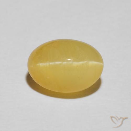 2.21ct 天然 ウォームイエロー キャッツアイオパール, 楕円形, オペーク
