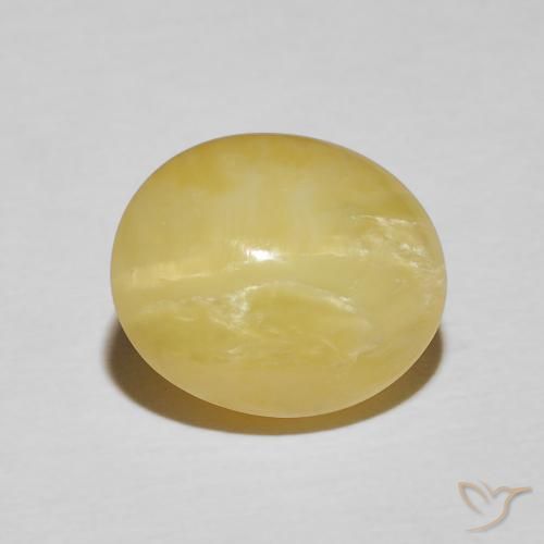 5.98ct 天然 薄いアーシーイエロー キャッツアイオパール, 楕円形, オペーク